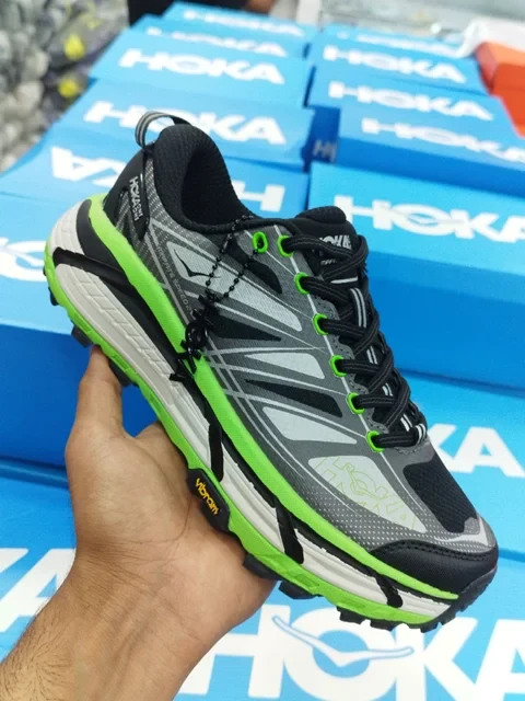 کتونی هوکا مافات اسپید 2 سایز 37 تا 45 طوسی مشکی سبز  HOKA MAFATE SPEED 2